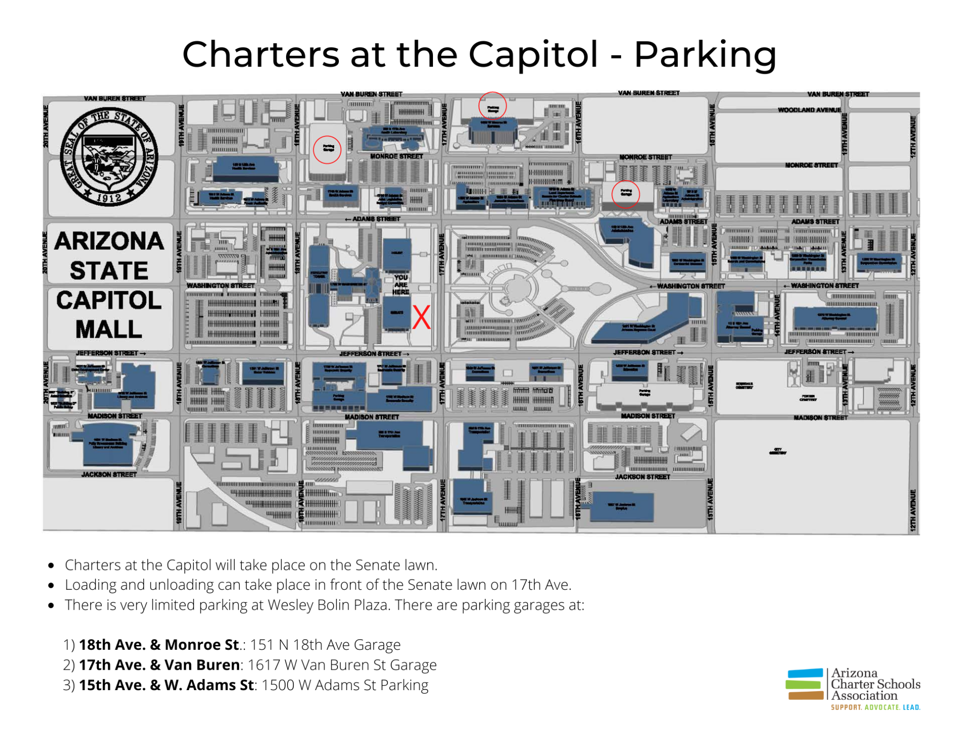 Charters at the Capitol parking map